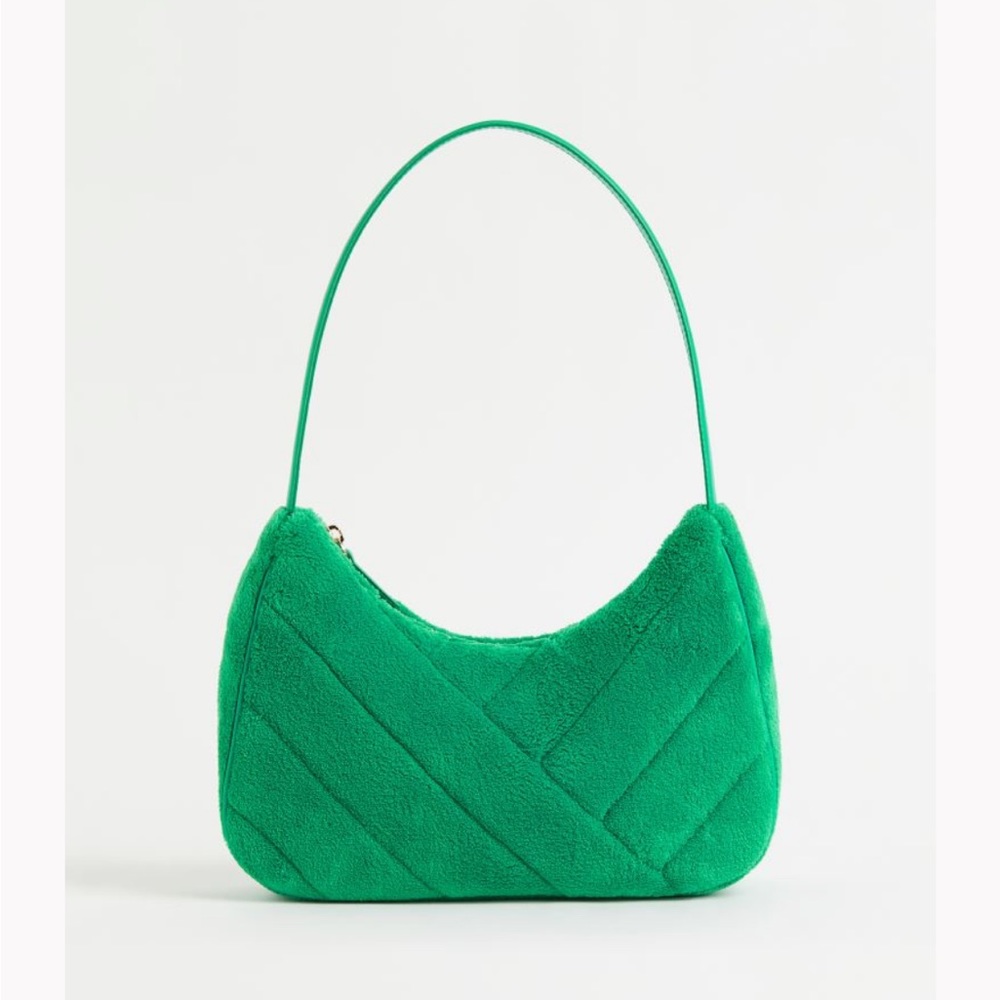 H&M GREEN Fuzzy Faux Fur 2022 Shoulder Purse Brand New without tags